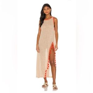 Pitusa Tassel Slit Dress in Nude